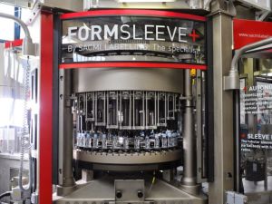 The sleeve labelling system can apply sleeve labels to beverage cans.
